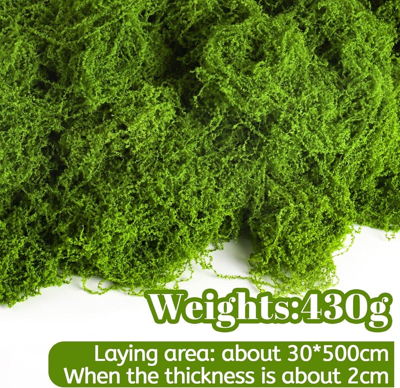 CXIIPOL 15.1 OZ Fake Green Moss for Crafts, Artificial Moss for Indoor Plants, Decorative Light Green Artificial Fake Moss for Fairy Garden Decor, Wedding Centerpieces, Floral DIY Projects - Image 2